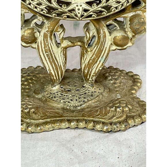 Ormolu Floral Filigree Enameled Metal 10" Perfume Bottle-Glass-Vintage - Picture 7 of 14